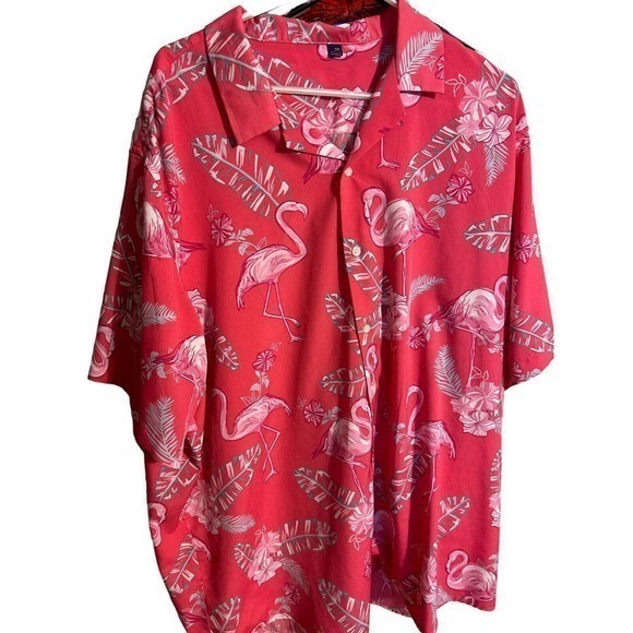 Design In Italy Flamingo Hawaiian Camp Cruise Golf Tropical Shirt Sz L.‎ - Picture 1 of 6
